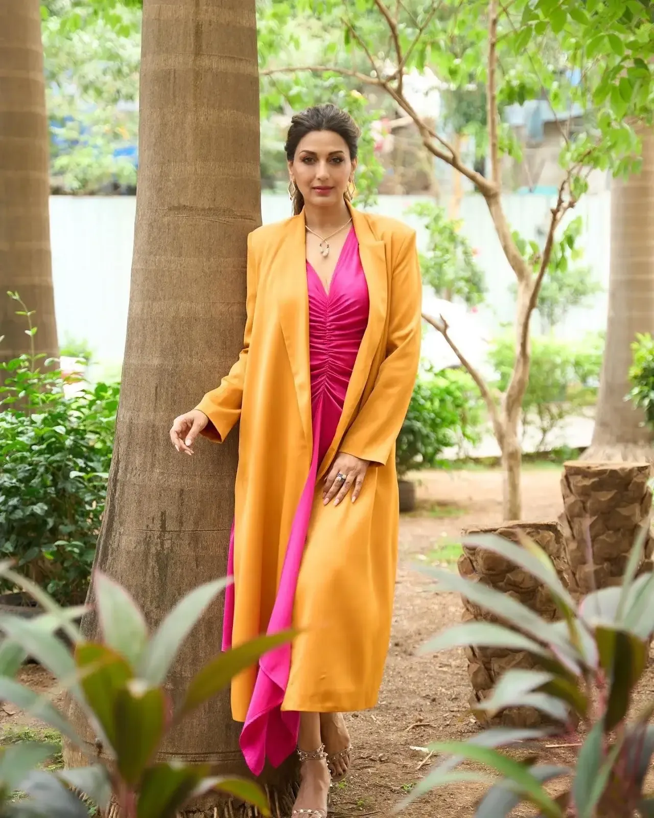 North Indian Actress Sonali Bendre in Traditional Orange Dress